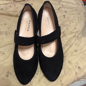 Hassia Florenz Suede Mary Jane With Swarovski Crystals